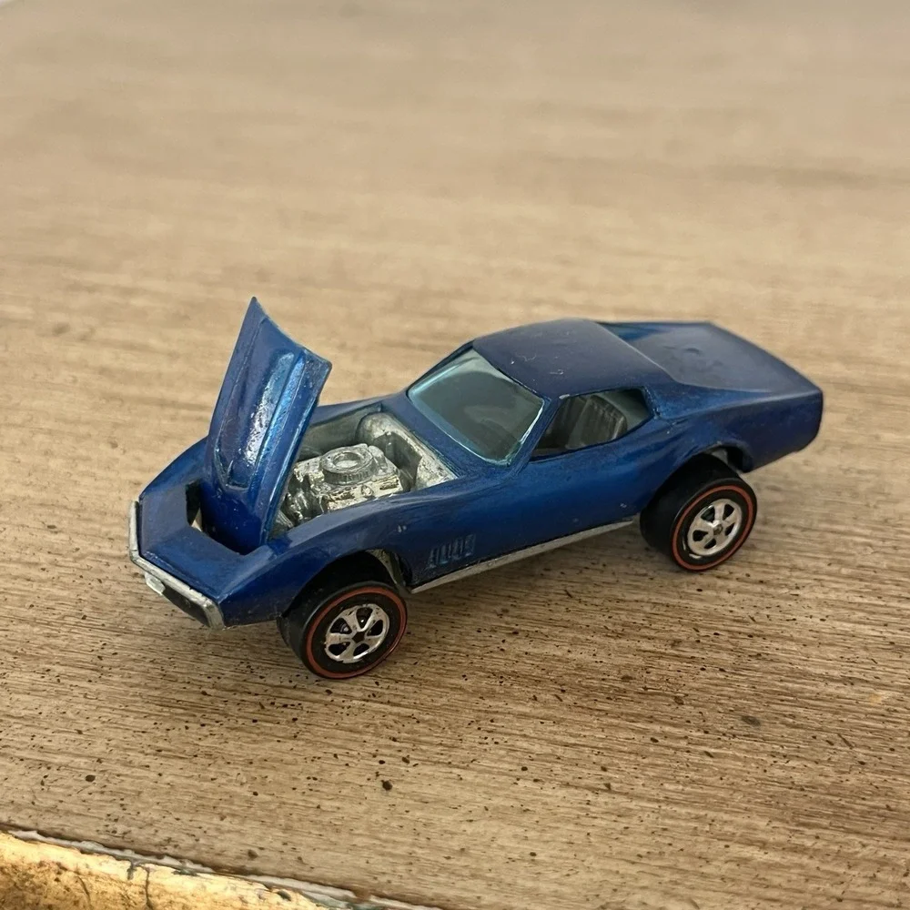 1968 Hot Wheels Redline Custom Corvette Blue Hong Kong HK Vintage